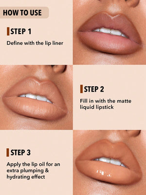 תוחם רך של גלאם שפתיים משנות ה-90 ו-Lip Duo Set-Pouty Nude Lip Set