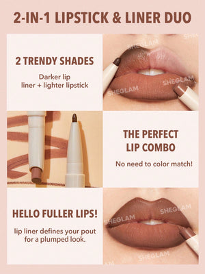 Glam 101 Lipstick & Liner Duo-Warm Nutmeg