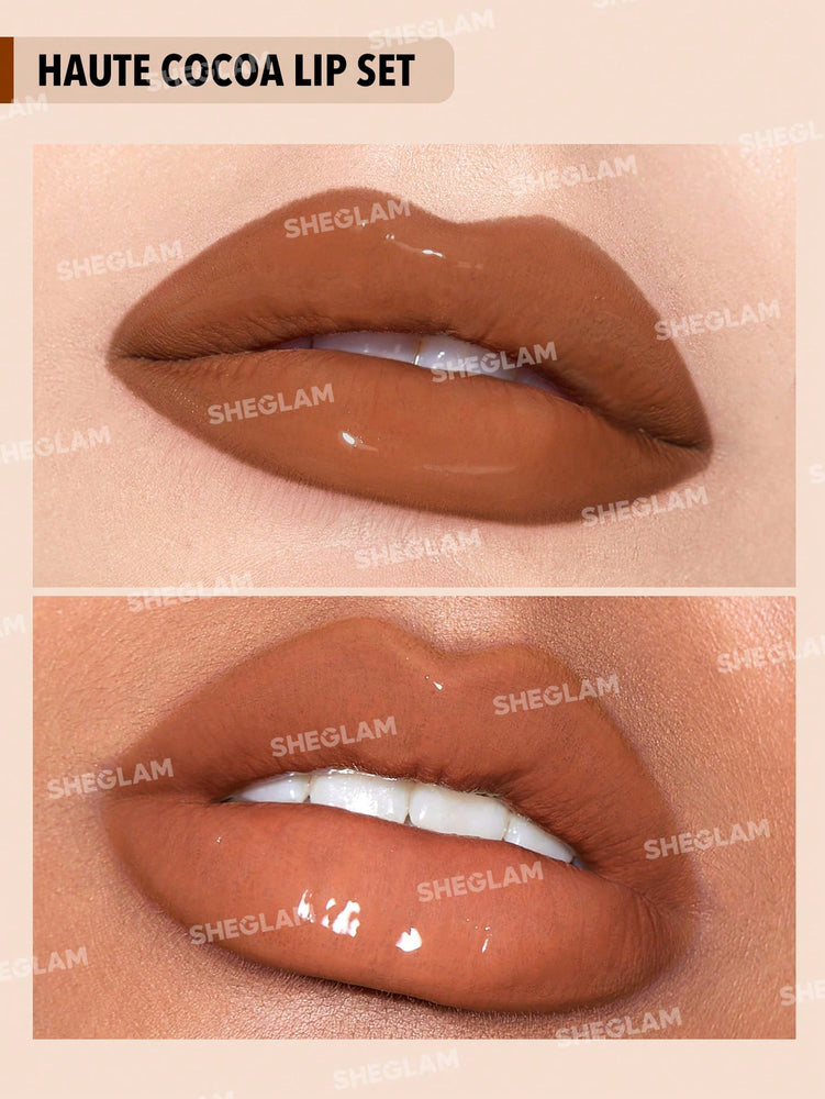 Zachte Glam Lip-liner uit de jaren 90 en Lip Duo Set-Haute Cocoa Lip Set